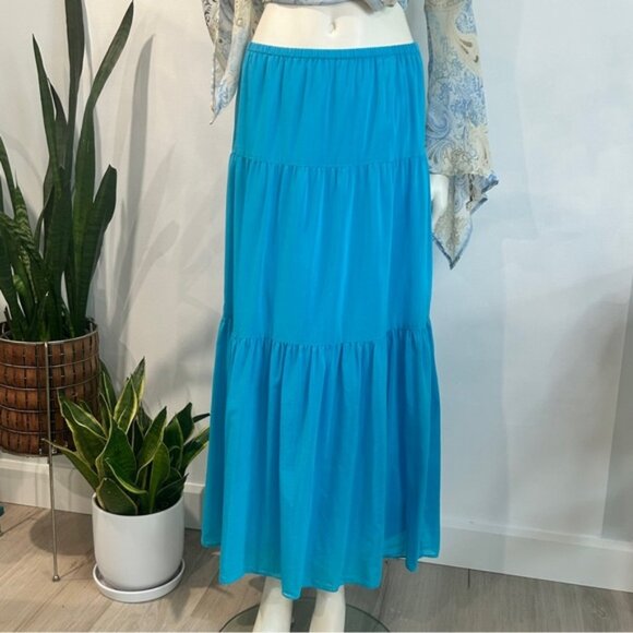 Talbots Silk Blend Tiered Boho Maxi Skirt - Picture 6 of 11